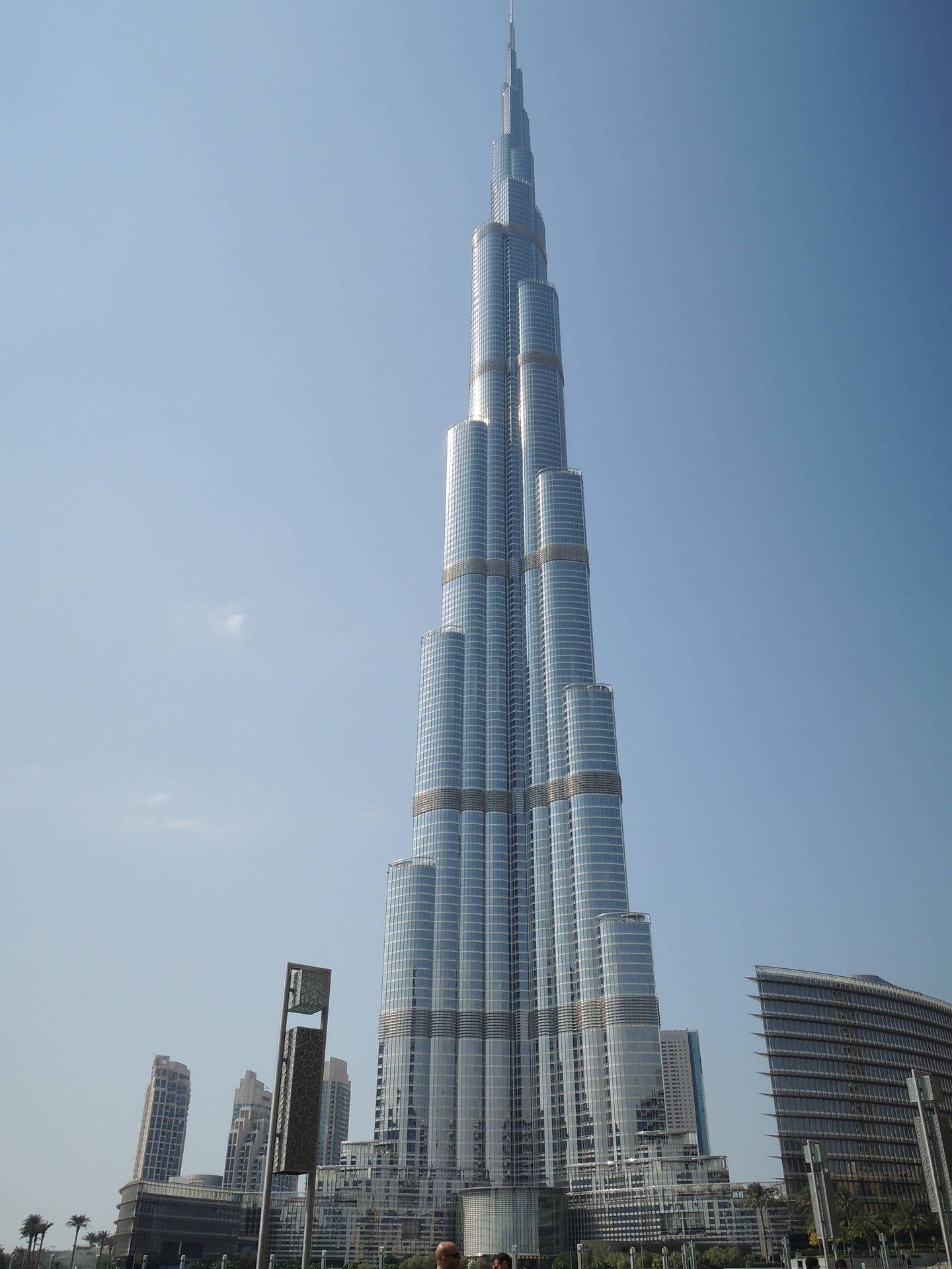 Dubai city skyline with the Burj Khalifa at dusk